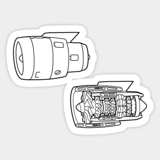 Turbofan Jet Engine Line Drawing Sticker